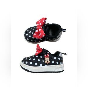 Minnie Mouse Infant Size 3 Black and White Polka Dot Sneakers Bow Strap